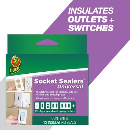 Duck Brand Socket Sealers Universal Foam Weather Stripping, 2.5 in x 4.31 in., 12 pack