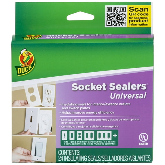 Duck Brand Socket Sealers Universal Weather Stripping, 2.5 in x 4.3125 in., 24 Pack