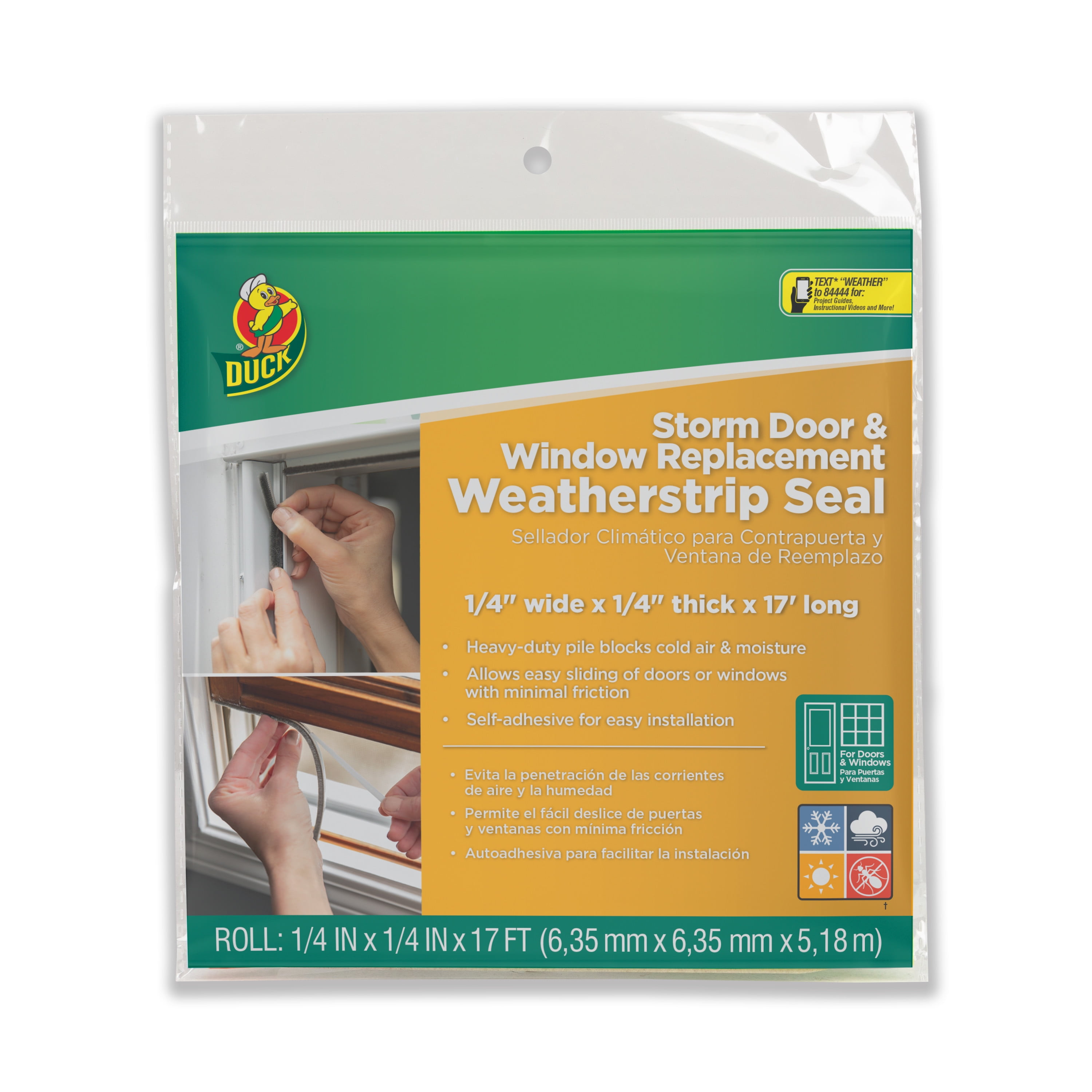 Duck Brand Storm Door and Window Replacement Pile Weatherstrip Seal, 0.25 in. x 0.25 in. x 17 ft.