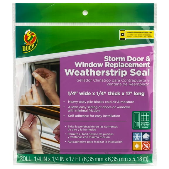 Duck Brand Storm Door and Window Replacement Pile Weatherstrip Seal, 0.25 in. x 0.25 in. x 17 ft.
