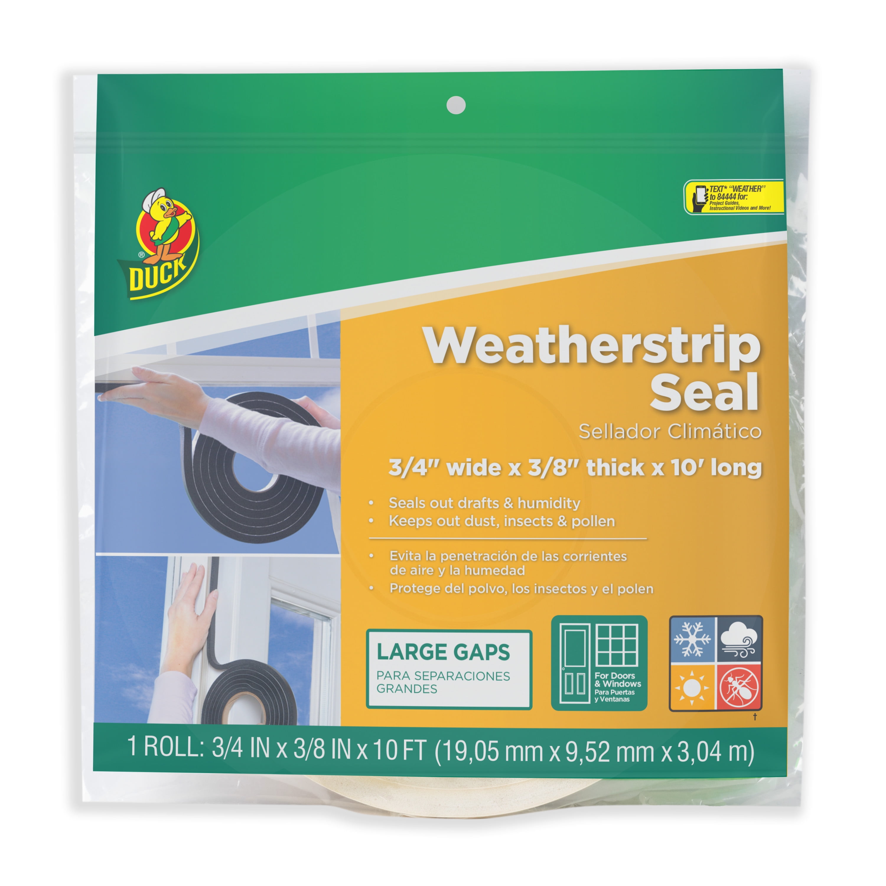 Duck Brand White Foam Large Gap Weatherstrip Seal, 3/4 in. x 3/8 in. x 10  ft.