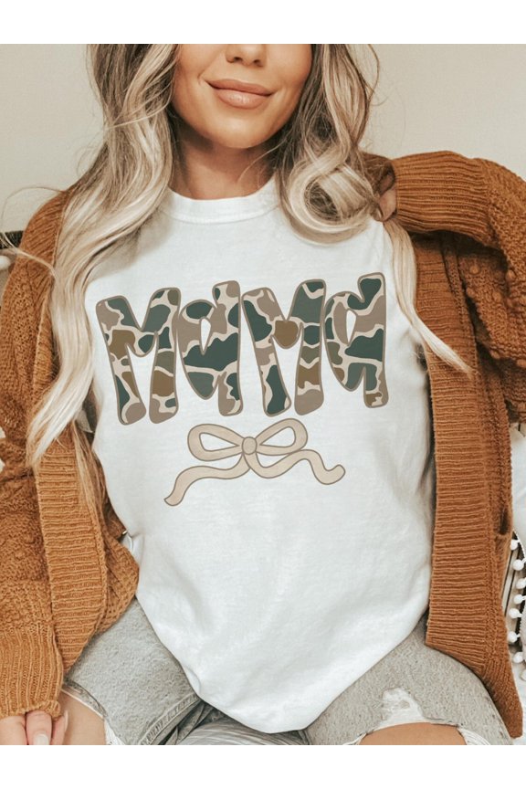 Duck Camo Mama TShirt Checkered Coquette Mom Tee