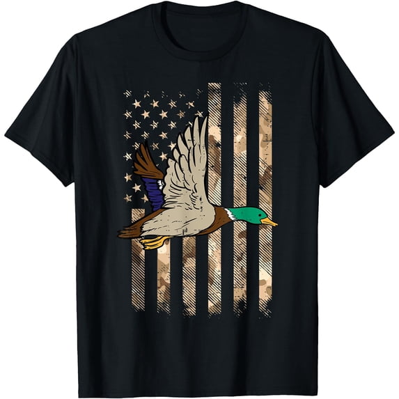 Duck Camo Us Flag Vintage Hunter T-Shirt - Walmart.com