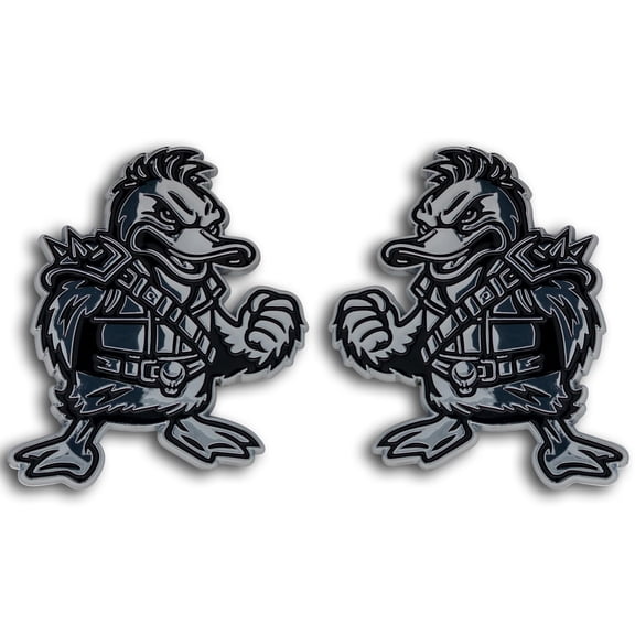 Duck Car Emblem 3D Quack Badge - Custom Exterior Automotive Emblem for Car Truck SUV Trunk Fender (Set of 2), Chrome VT4