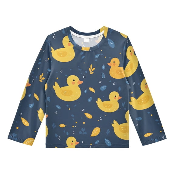 Duck Cartoon Tile Pattern Boys' Rash Guard Shirts UPF 50 Plus Sun ...