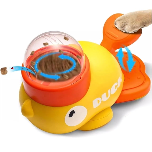 Duck Cat Treat Dispenser, Interactive Food Puzzle Slow Feeder, IQ Training and Exercise Small Animal Bowls