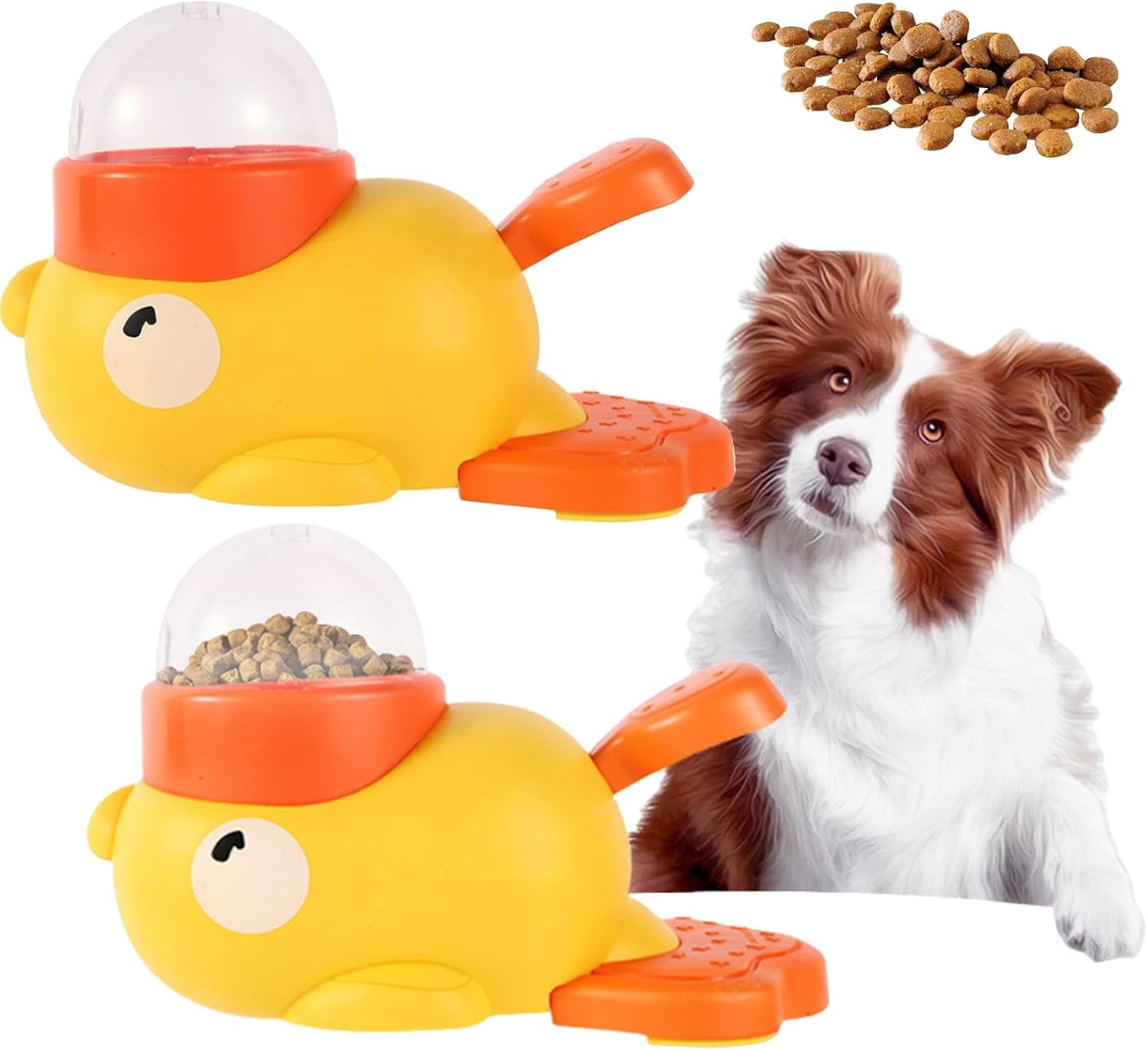 Duck Cat Treat Dispenser, Little Yellow Duck Cat Toy Treat Feeder, Cat Treat Dispenser Toy Interactive, for Small Medium Dogs and Cats, IQ Training and Exercise Small Animal Bowls