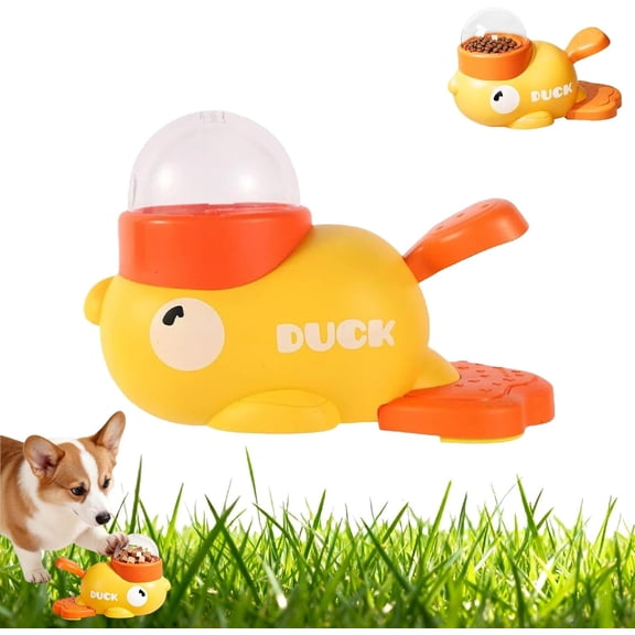Duck Cat Treat Dispenser Toy with Adjustable Flow for Indoor Pets, Durable ABS Slow Feeder