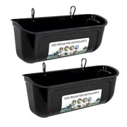 ZALALOVA 2 Pack Chicken Feeder,Chick Chicken Waterer,Duck Feeder with Clips,Hanging Fence Livestock Feeding Container for Goose Turkey,5 Quarts in Total Black