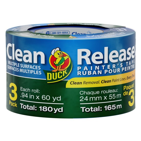 Duck Clean Release 0.94 In. X 60 Yd. Blue Painter's Tape, 3-pack