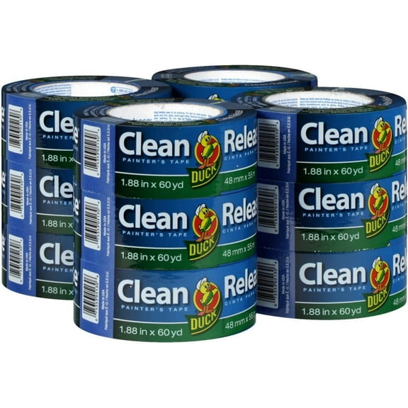 Duck Clean Release Blue Painter's Tape 2-Inch 1.88-Inch x 60-Yard, 12 Rolls, 720 Total Yards, 284372
