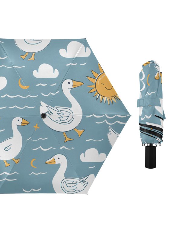 Duck Cloud Sun Wave All Weather Umbrella Triple Folding Parasol 6 Ribs UV Protection Portable