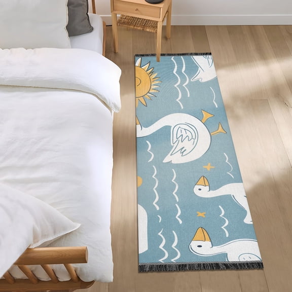 Duck Cloud Sun Wave Bedside Runner Rug 2'x 6' Non Slip Carpet Floor Mat Area Rug