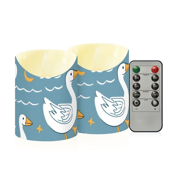 Duck Cloud Sun Wave Flickering Flameless Candles with Remote Timer Battery Operated LED Tealight Set of 2 M