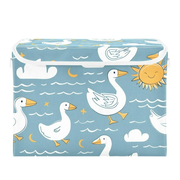 Duck Cloud Sun Wave Foldable Storage Bin with Lid and Handle Collapsible Storage Box 16.5 x 12.6 x 11.8 inches