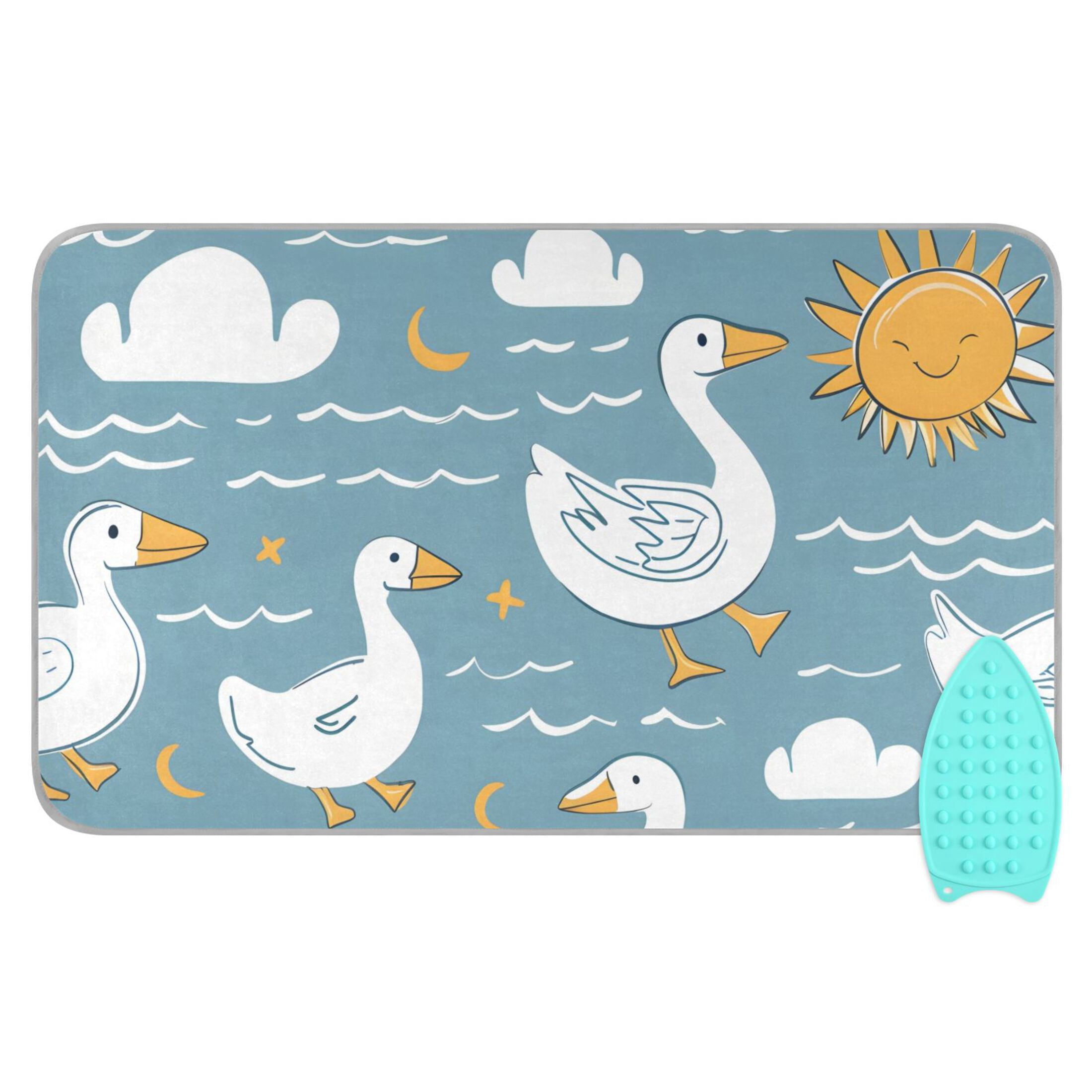 Duck Cloud Sun Wave Ironing Mat Blanket Portable Travel Ironing Pad Heat Resistant Pad 47.2" x 27.6”