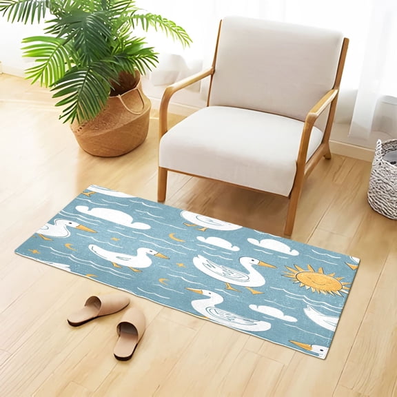 Duck Cloud Sun Wave Plush Carpet Non Slip Runner Rug Absorbent Bath Mat 39" x 20"