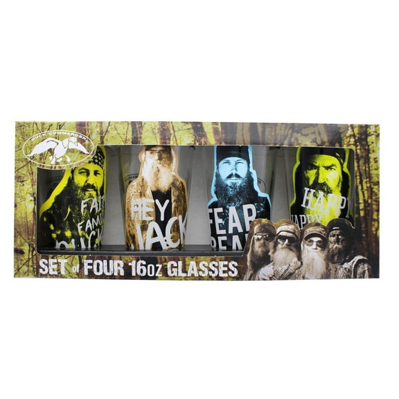 Duck Commander Logo/Faces 16oz Pint Glass 4-Pack
