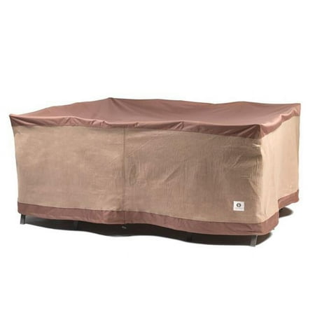 Duck Covers 92 in. Duck Covers Ultimate Square Patio Table with Chairs Cover - Mocha Cappuccino