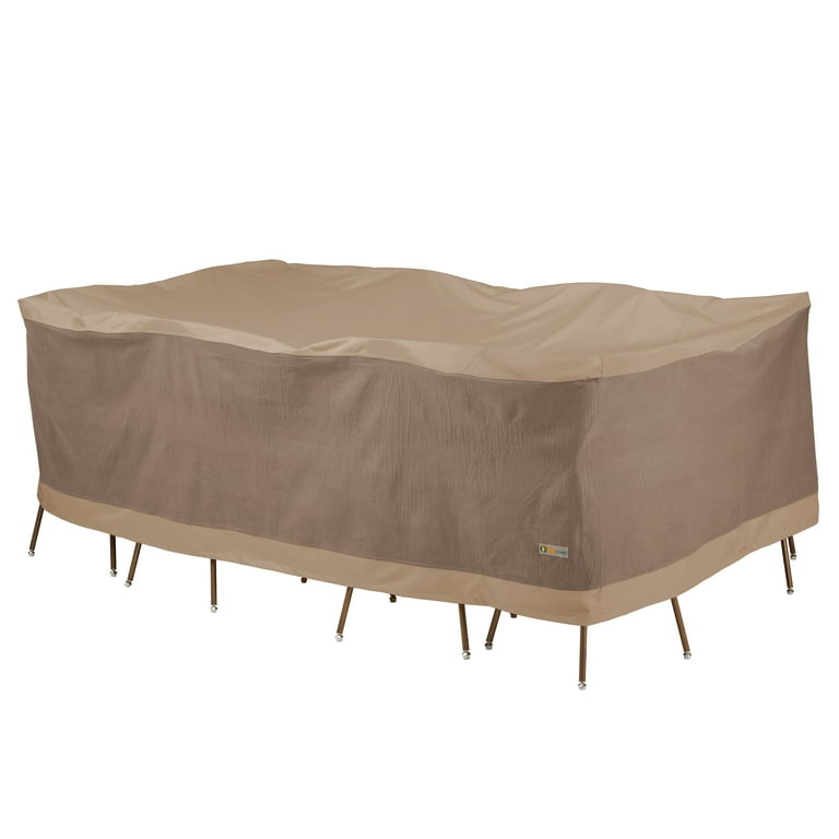 Duck Covers Elegant Waterproof 140 Inch Rectangular Oval Patio Table Chair Set Cover Walmart