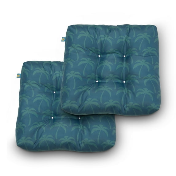Duck Covers Water-Resistant Indoor Outdoor Seat Cushions, 19 x 19 x 5 inch, Blue Oasis Palm, 2 Pack