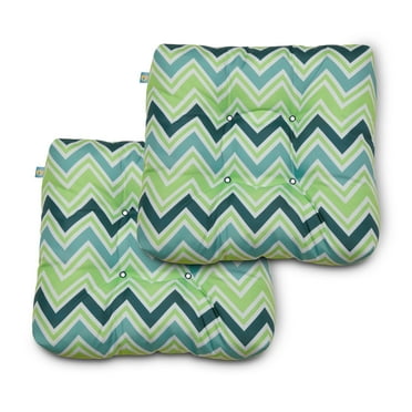 Duck Covers Water-Resistant Indoor Outdoor Seat Cushions, 19 x 19 x 5 inch, Mint Marine Chevron, 2 Pack