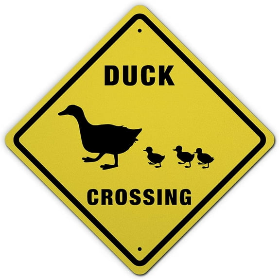 Duck Crossing Sign 10x10 inches 40 Mil Aluminum Animal Caution Signs Protect Duck UV Protected Reflective and Waterproof Black Text with Yellow Background