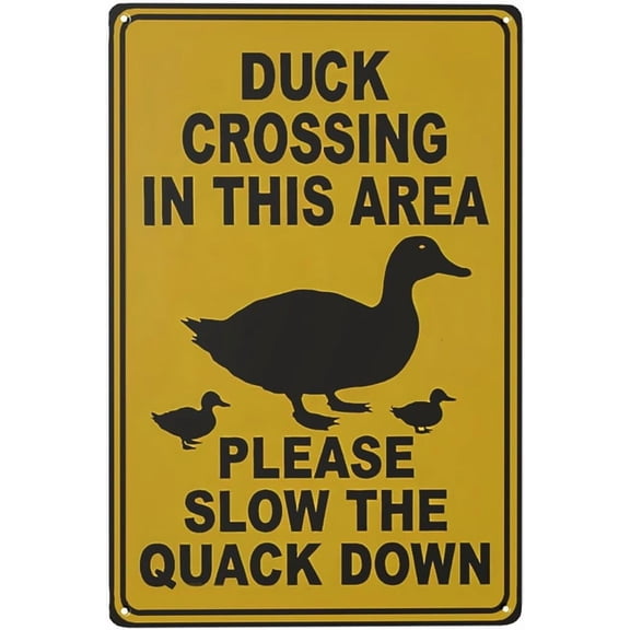 Duck Crossing Sign - Please Slow The Quack Down | Durable Iron| No Electricity Needed | Outdoor Decoration for Parks, Gardens, Driveways, Driveway Warning, Playful Road Sign