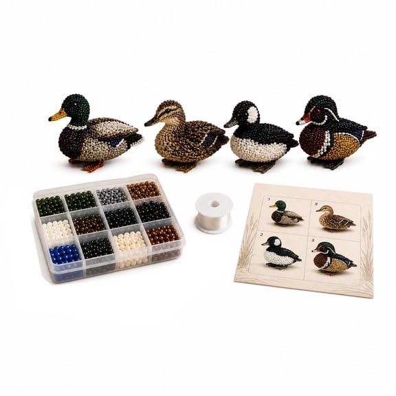 Duck DIY Bead Jewelry Making Kit, 3D Beaded Animal Craft Set with Colorful Beads & Instructions, Complete PET Bead Kit for Kids Beginners Creative Art