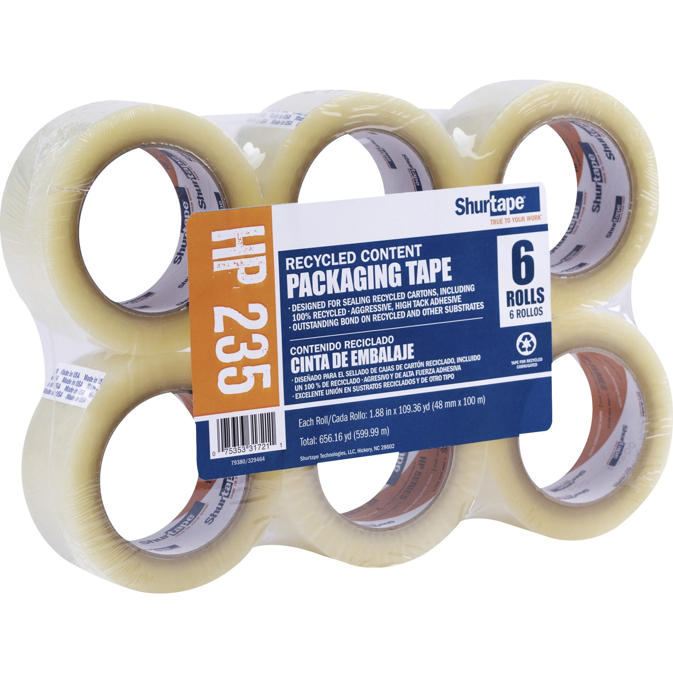 Duck, DUC242763, HP 235 Hot Melt Packaging Tape, 6 / Pack, Clear