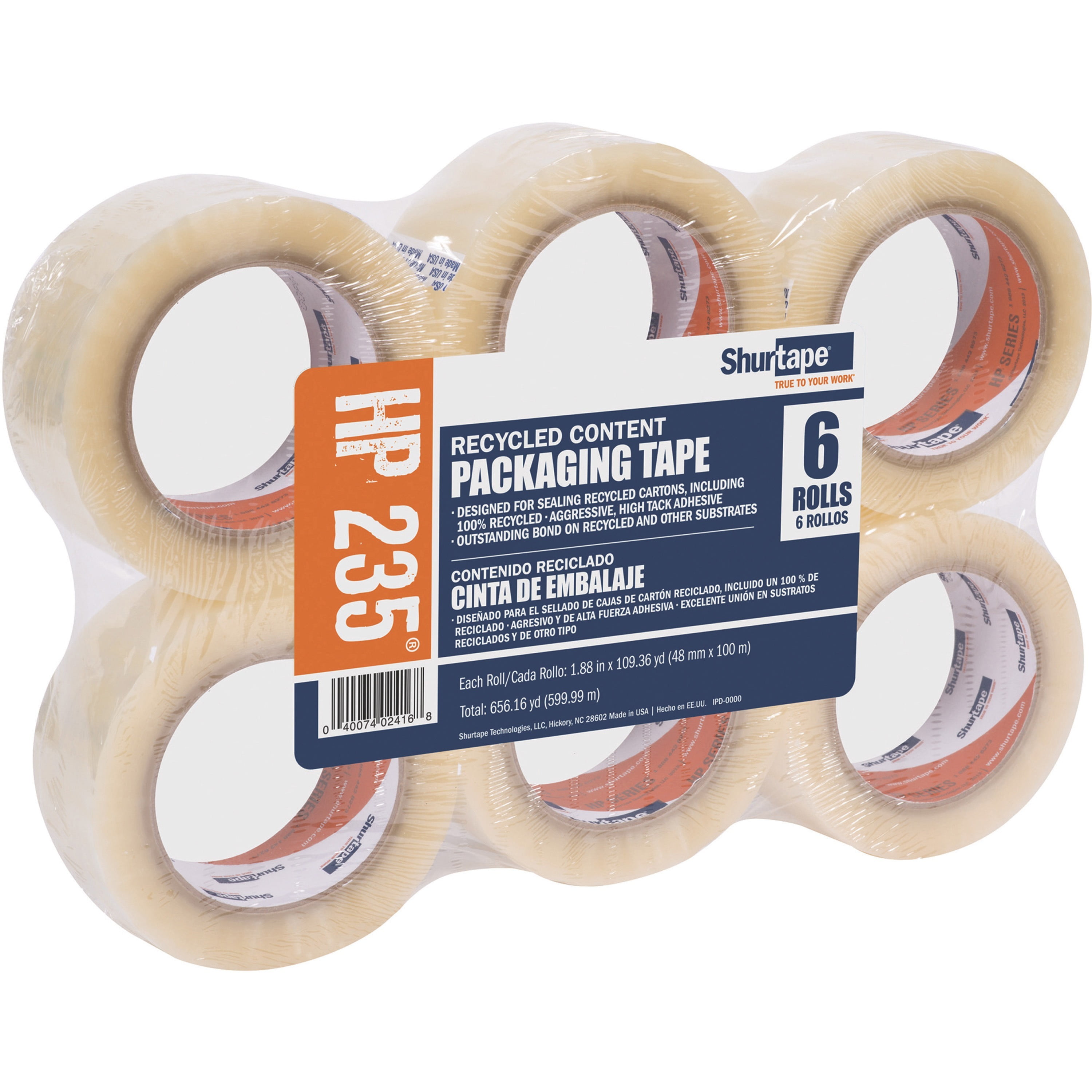 Duck, DUC242763, HP 235 Hot Melt Packaging Tape, 6 / Pack, Clear