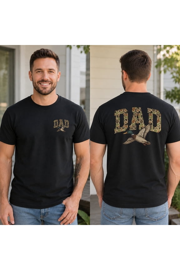 Duck Dad Camo Graphic T-Shirt, Unisex Classic Fit Hunting Tee
