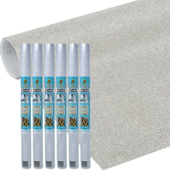 Duck Deco Adhesive Laminate Shelf Liner Rolls, Glimmer Silver,  20 In. x 6 Ft. (Pack of 6)