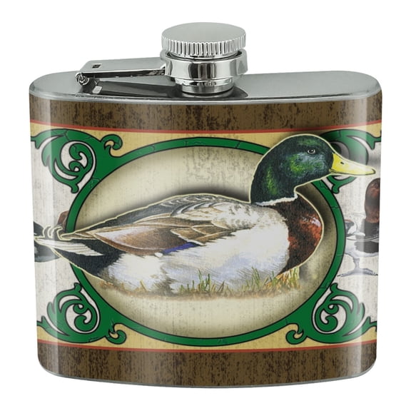 Duck Deco Mallard Hunting Stainless Steel 5oz Hip Drink Kidney Flask