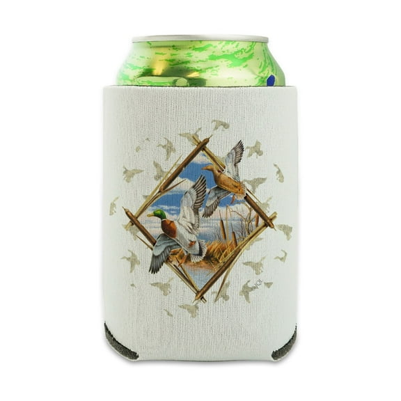 Duck Diamond Mallard Hunting Can Cooler - Drink Sleeve Hugger Collapsible Insulator - Beverage Insulated Holder