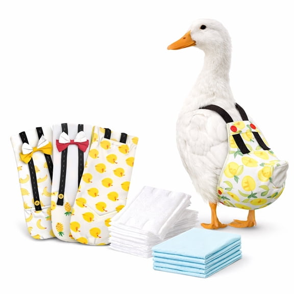 Duck Diaper Care Kit, Reusable Diapers with Disposable Liners and Pads, Indoor Duck & Chicken Care Set