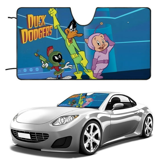 Duck Dodgers-theme Windshield Sun Shade Front Protector Folding Car Sun Visor Blocks Uv Rays Keeps Your Vehicle Cool52in*28in(130cm*70cm)
