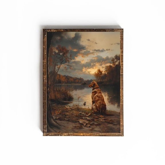 Duck Dog Poster Red Fox Labrador Retriever Golden Retriever Red Fox Lab Poster Red Lab Poster Duck Hunter Dog Dad, 8x12 UNFRAMED
