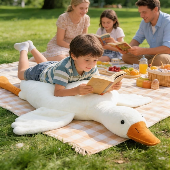 Duck Dog Toy, 51.2 Inch Extra-Large White Plush Duck for Medium & Large Dogs Interactive Chew, Durable Indoor/Outdoor Play and Training Companion Toy for Puppies & Adult Dogs