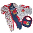 thumbnail image 1 of Duck Duck Goose Baby Boys "Truck Crossing" 3 Piece Footie Set (3-6 Months), 1 of 4