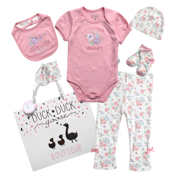 Duck Duck Goose Baby Boys and Girls Layette Gift Set - 8 Piece New Born Baby Essentials Set (0-9M)