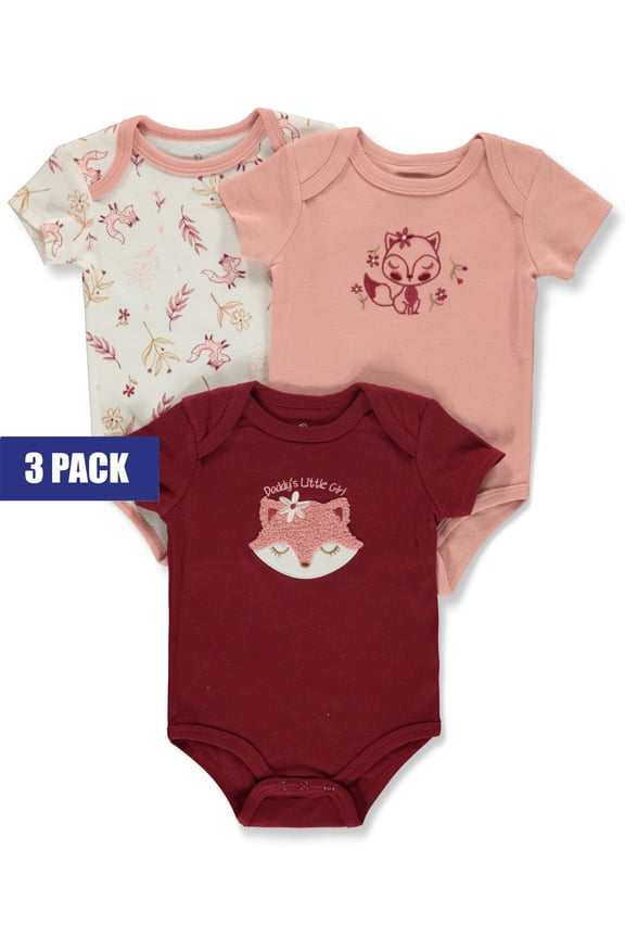 Baby Girls' 3-Pack Fox Bodysuits Color: pink/multi Size: 3 - 6 months