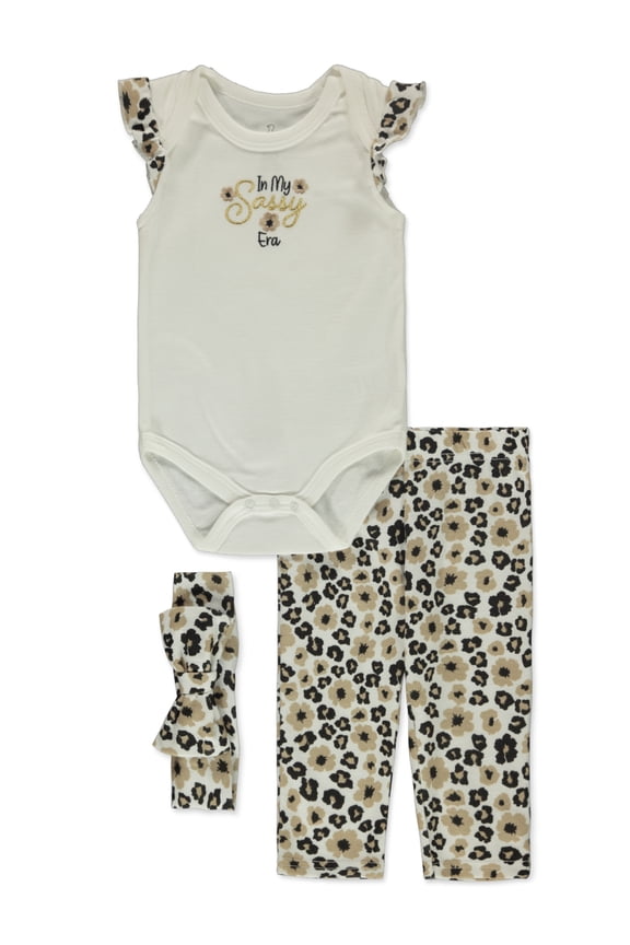 Baby Girls' 3-Piece Leopard Leggings Set Outfit Color: multi Size: 0 - 3 months