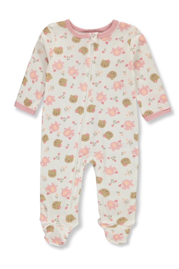 Baby Girls' Bear Footed Coveralls Color: rose Size: 0 - 3 months