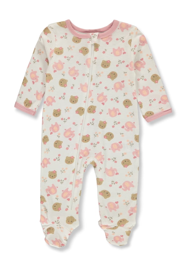 Baby Girls' Bear Footed Coveralls Color: rose Size: 3 - 6 months