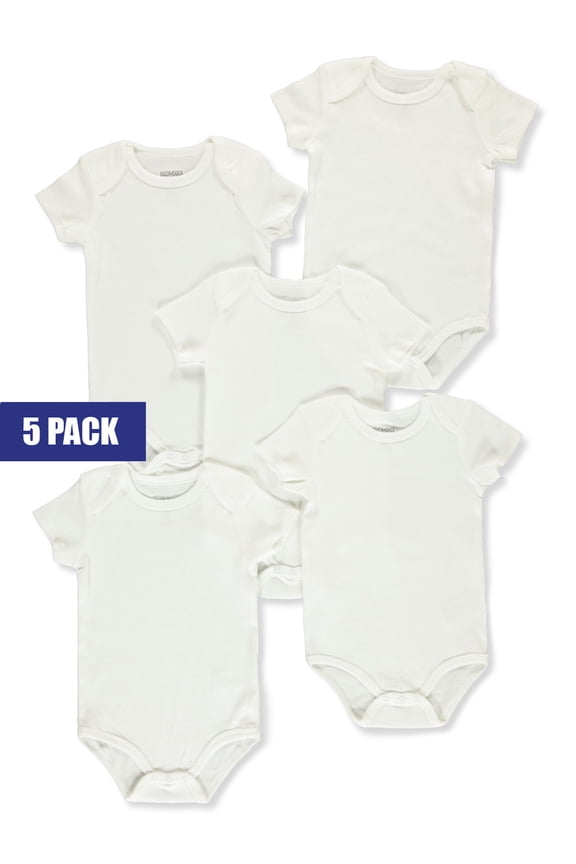 Baby Unisex 5-Pack Bodysuits - white, 0 - 3 months (Newborn)