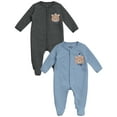 thumbnail image 1 of Duck Duck Goose Newborn Baby Boy's Coveralls - 2 Pack Sleep and Play Quilted Baby Onesies (0-9M), 1 of 7