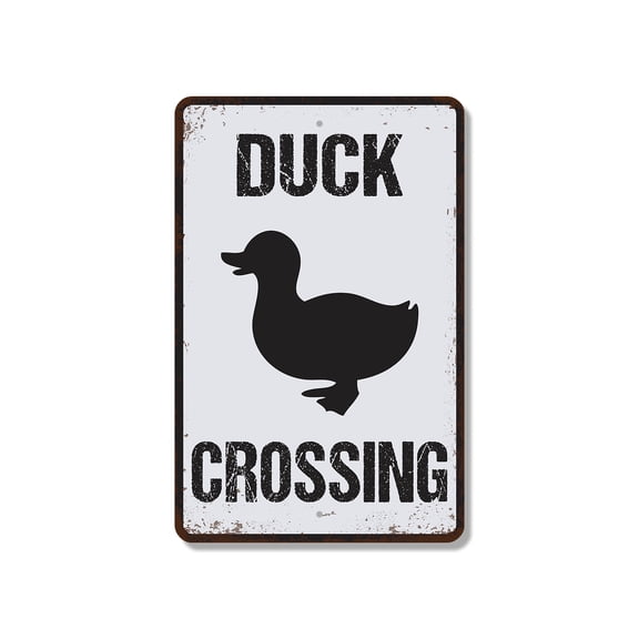 Duck Duckling Crossing 8 Inch x 12 Inch Novelty Plastic Sign Waddle On Give Way Durable Weatherproof UV Protected Perfect for Ponds Parks Backyards Fun Gift for Bird Lovers Nature Fans