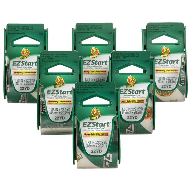 Duck EZ Start Packing Tape, 1.88 in. x 22.2 yd., Clear, 6-Count