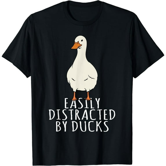 Duck - Easily Distracted By Ducks T-Shirt Black 2X-Large